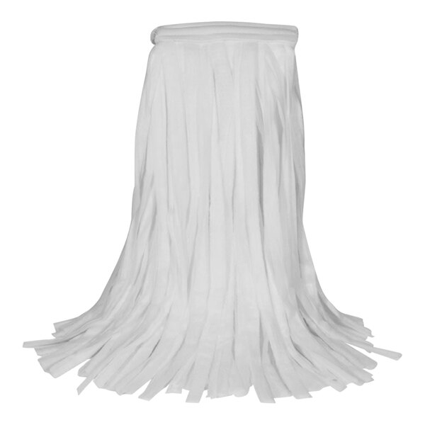 A white fringed O-Cedar mop head.