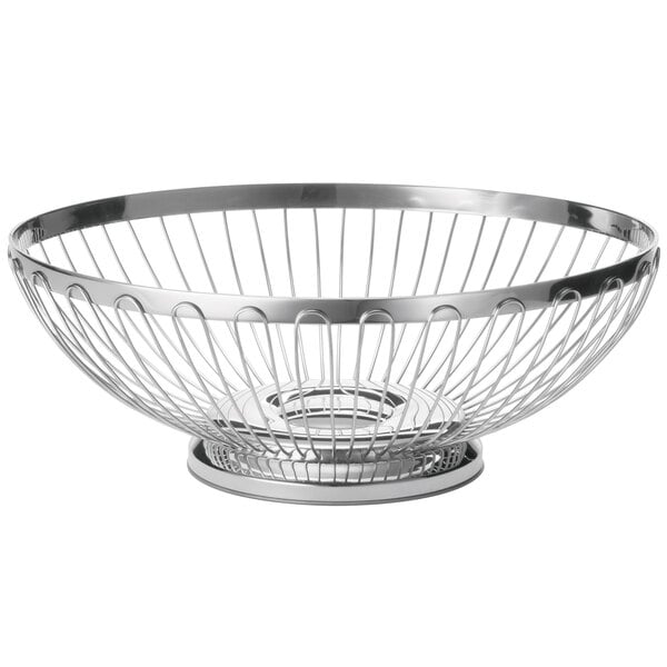 Tablecraft 6171 Regent Small Oval Stainless Steel Basket - 7