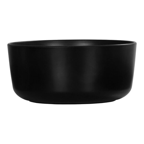 A black Cal-Mil Oslo melamine serving bowl.
