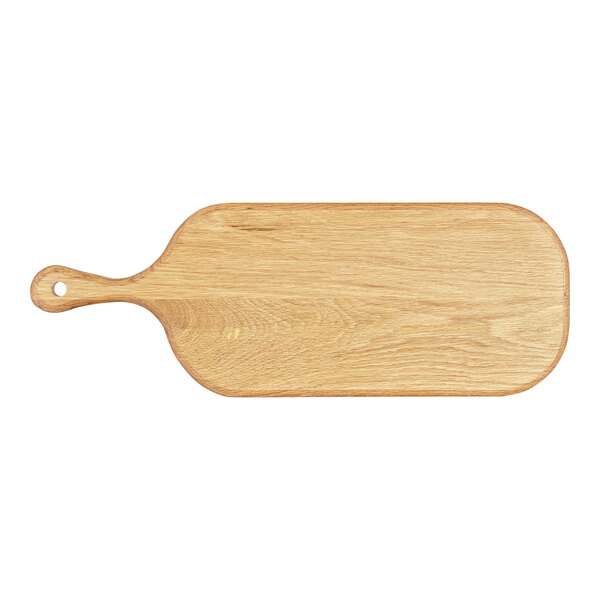A Cal-Mil Sydney oak serving board with a handle.