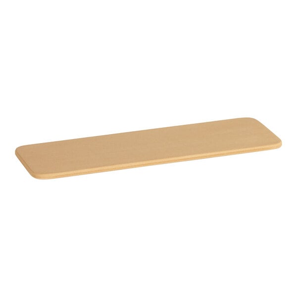 A Cal-Mil rectangular faux wood serving board with a long handle.