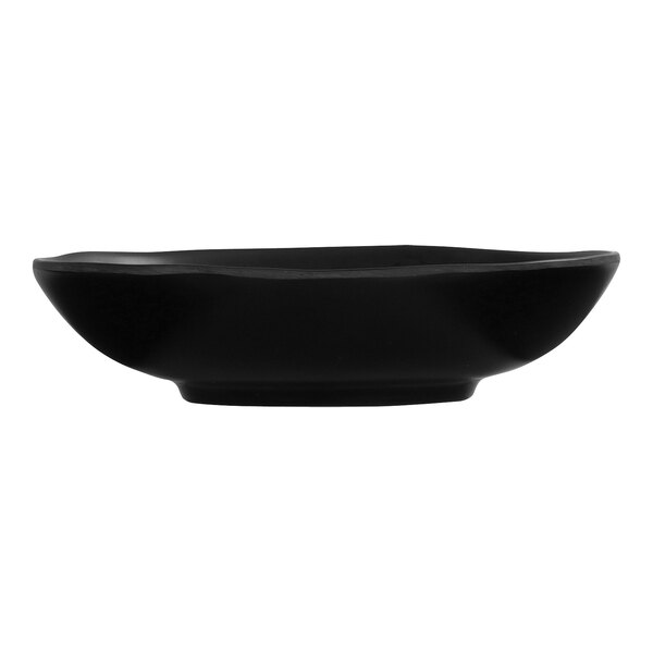 A black Cal-Mil melamine bowl on a white background.