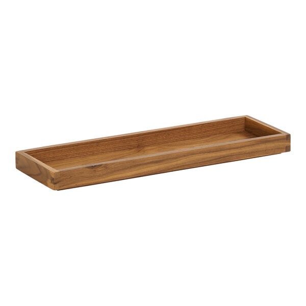 A Cal-Mil walnut rectangular display box with a handle.