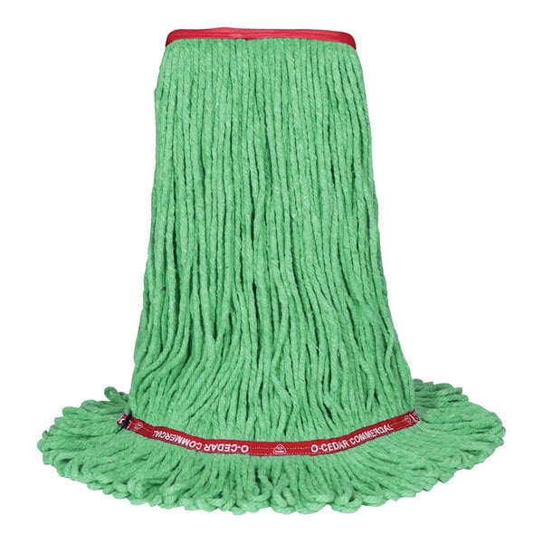 A green O-Cedar Looped End Mop Head.
