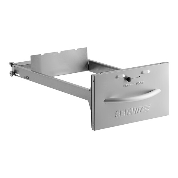 A silver metal ServIt drawer assembly with a handle.