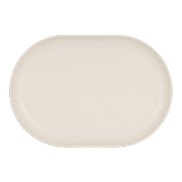 A white oval Cal-Mil melamine platter.