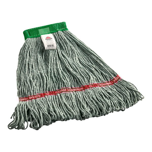 O-Cedar Commercial 97492 20 oz. Medium Green Rayon / Synthetic Blend Looped End Shrinkless Mop Head with 5" Band - 12/Case