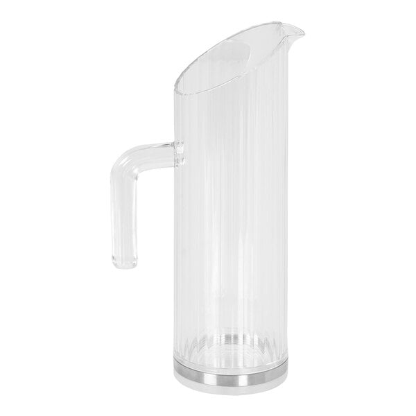 A clear polycarbonate pitcher with a handle.
