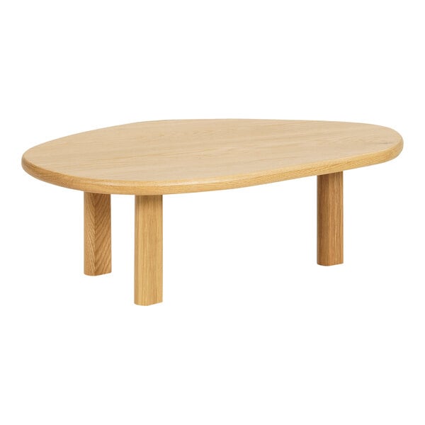 An oak wood display stand with legs.