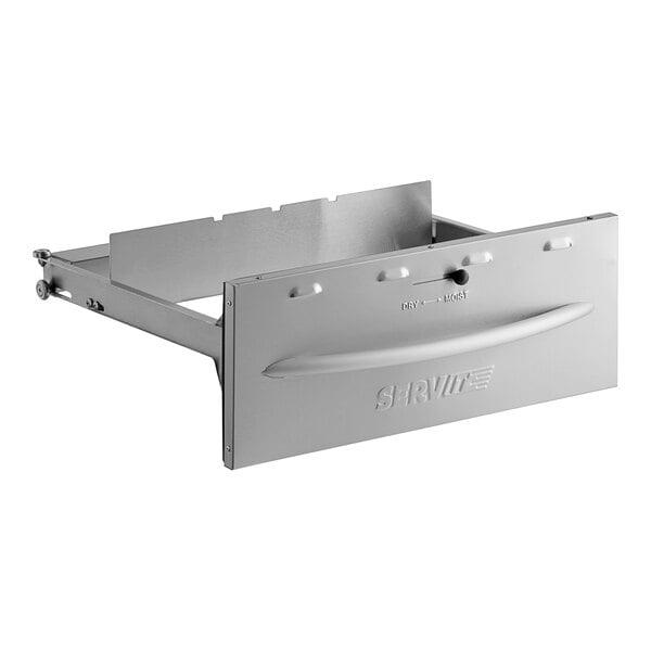 A silver metal ServIt drawer assembly with a handle.