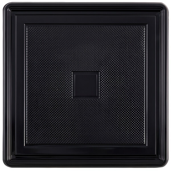 A black square plastic tray with a square in the middle.