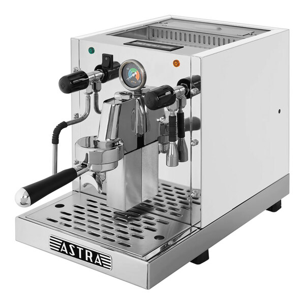 A white Astra Gourmet automatic pourover espresso machine.