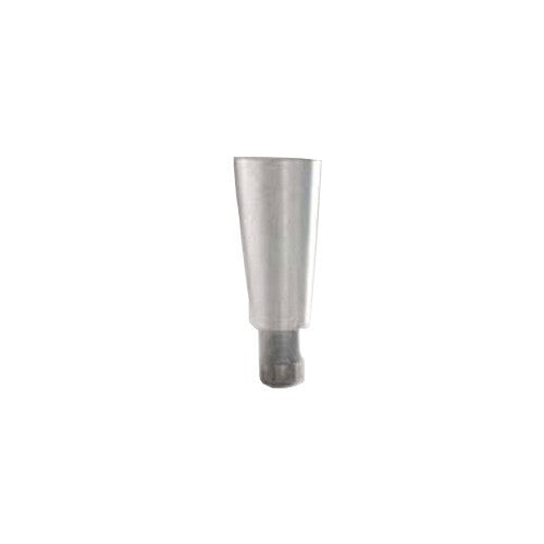 A close-up of a silver metal True 6" leg.