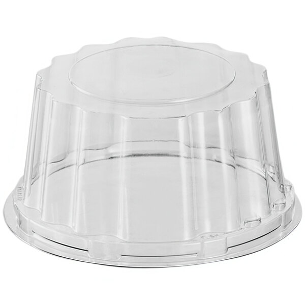 A clear PET round mini Medoro tray dome lid.