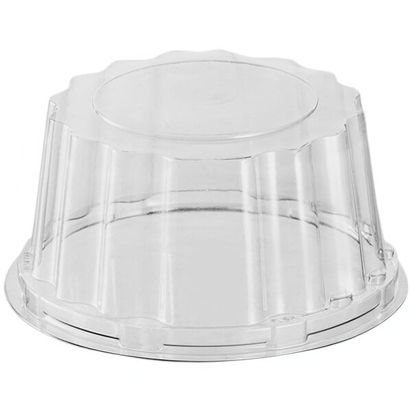 A clear PET round mini tray dome lid.