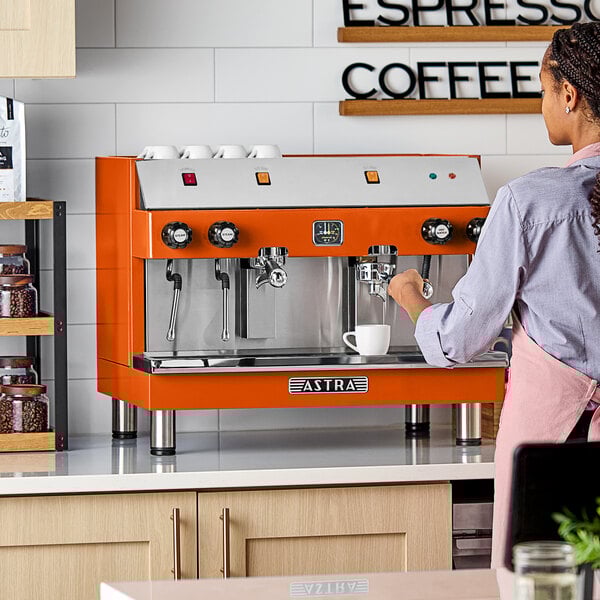 Astra Mega II M2S-017-OR Semi-Automatic Orange Espresso Machine - 220V