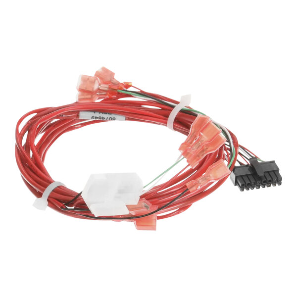 A red and black wire harness with a red cable.