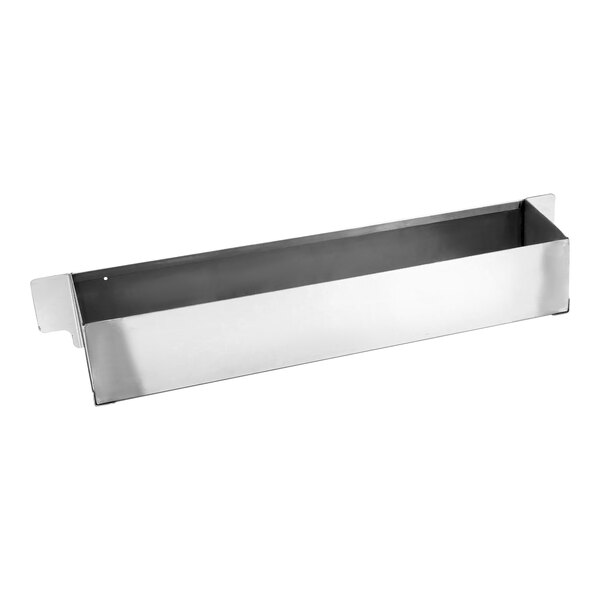 A stainless steel rectangular water tank with a handle on it.