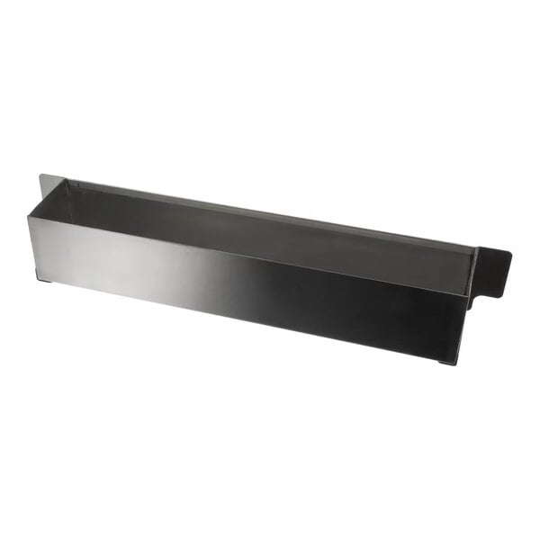 A rectangular stainless steel water tank component.