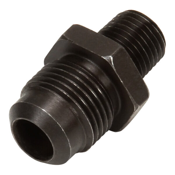 A black metal Frymaster adapter with a nut on the end.