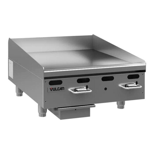 A Vulcan natural gas griddle on a counter.