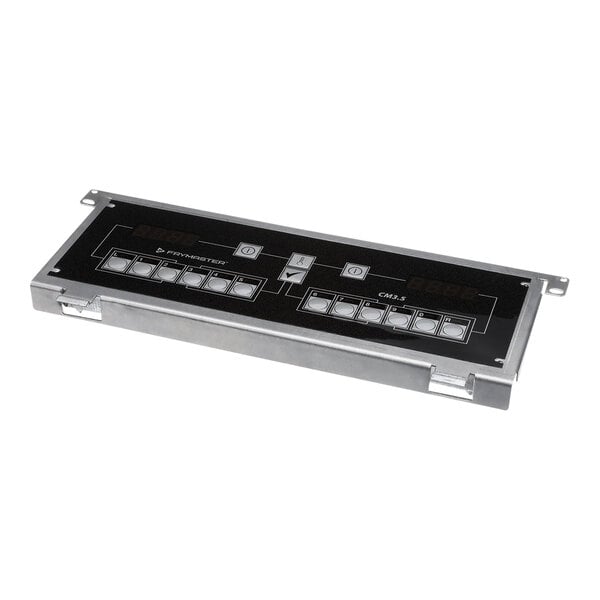 A black and silver rectangular Frymaster electronic control assembly with buttons.