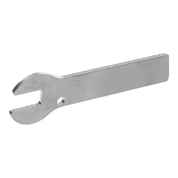 A silver metal Frymaster wrench with a hole in the end.