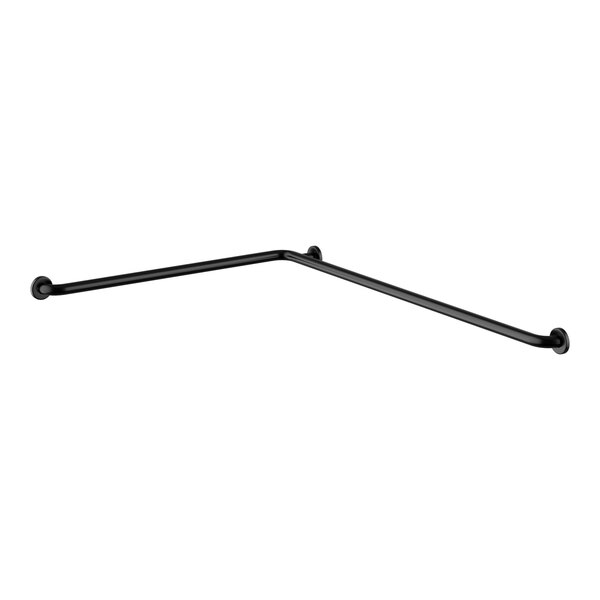 A Lavex black metal two-wall grab bar with two handles.