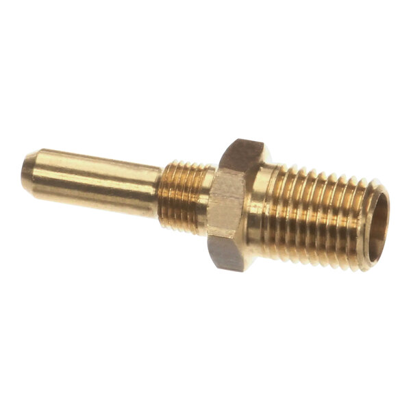 A Frymaster 3.18mm NPT brass orifice fitting with a nut.