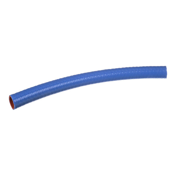 A blue flexible Accutemp drain hose with a red end.