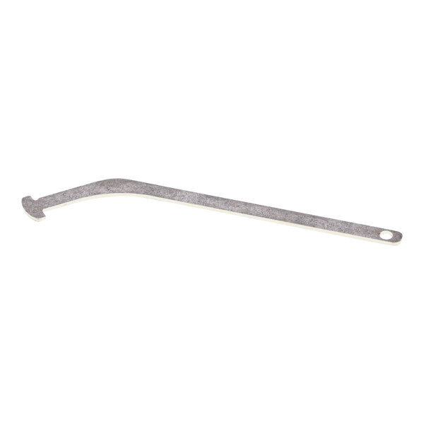 A long metal rod with a handle on the end on a white background.