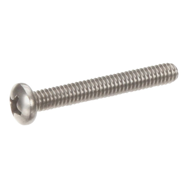 A close-up of a stainless steel CMA Dishmachines panhead bolt.