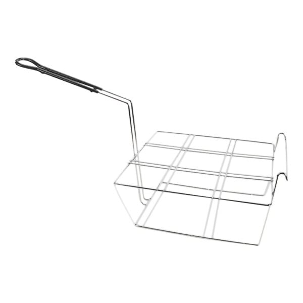 A metal Frymaster portion cup rack with a handle.