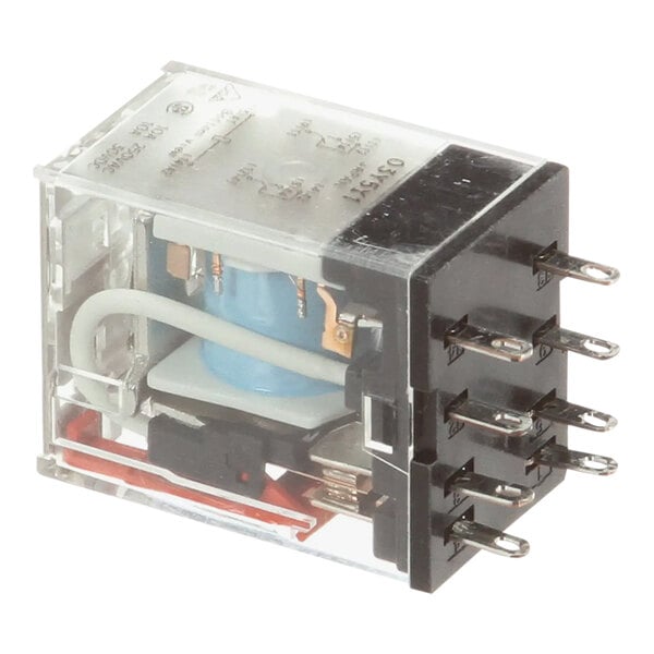 A Frymaster relay with wires and a clear plastic box.