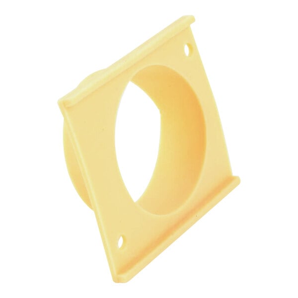 A yellow plastic Bunn hopper collar with a hole in the center.