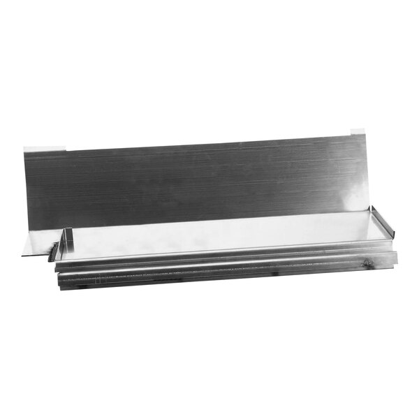 A metal tray with Frymaster 8239631 Retainer, Gl30 Fv Rh Burner on a metal shelf.