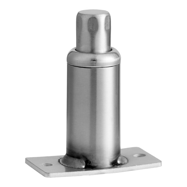 A stainless steel griddle leg assembly with a rectangular mounting base.