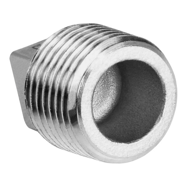 A stainless steel threaded plug for a Frymaster pipe.