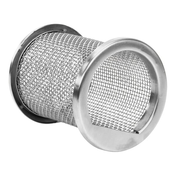 A stainless steel mesh drain screen for a dishwasher.