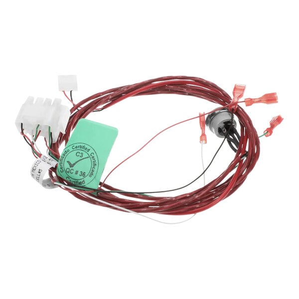 A Frymaster wiring harness with red and white wires and connectors.