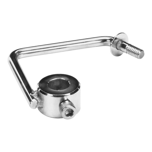 A stainless steel CMA Dishmachines drain actuator arm with a metal nut.