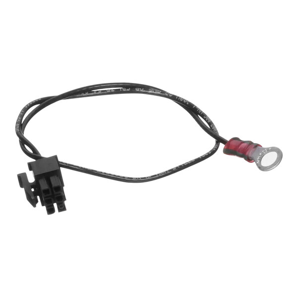 A black wire with a red and black connector.