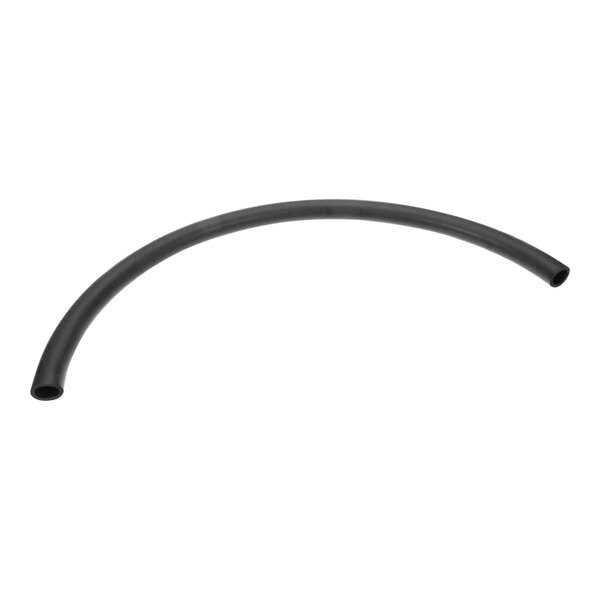 A black flexible tube with a white background.