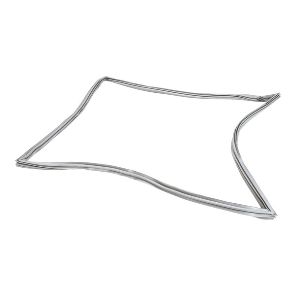 A square metal frame with a white rubber seal.