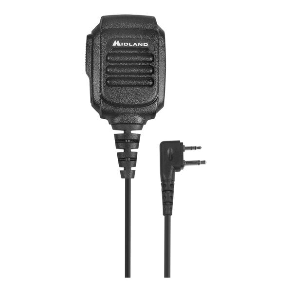 A black Midland shoulder speaker microphone.