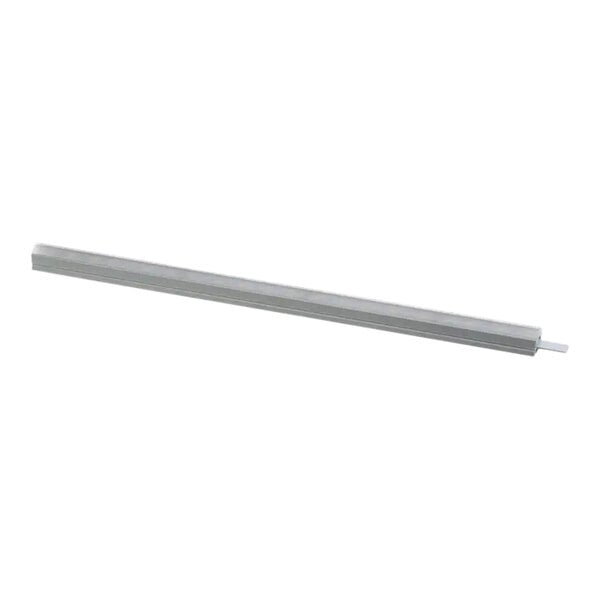 A long metal rectangular object with a white cap on one end.