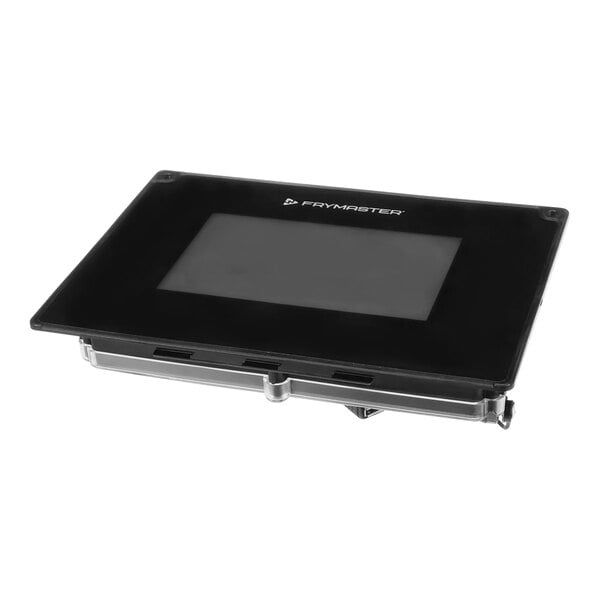 A black rectangular device with a transparent screen.