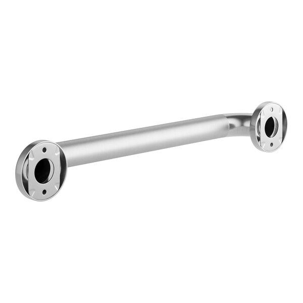 An 18" metal Lavex restroom grab bar with peened grip and satin finish and two holes.