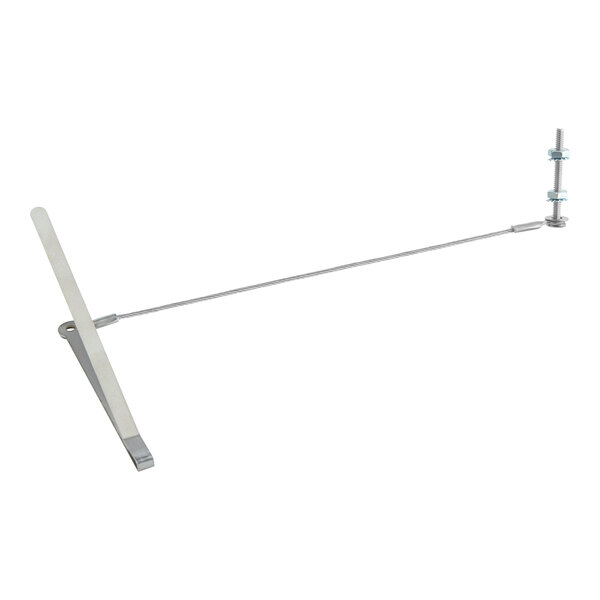 A long thin metal rod with a white strip on the end.