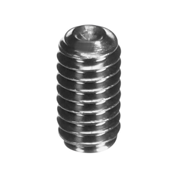 A close-up of a stainless steel CMA Dishmachines socket set screw.